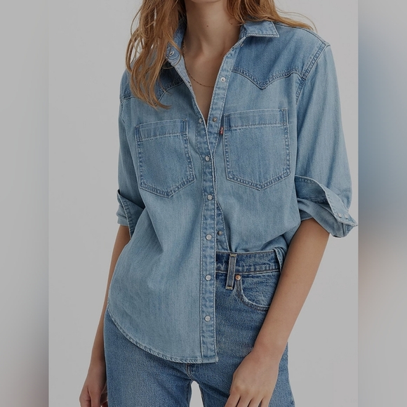 Levi's Tops - Levi's Western Teodora Women's Blue Denim Shirt
